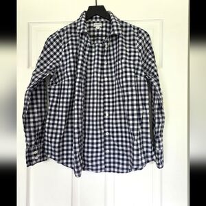 J. Crew Navy and White Plaid Button Down Shirt
